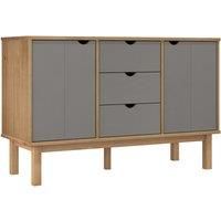 vidaXL Sideboard OTTA Brown and Grey 113.5x43x73 cm Solid Wood Pine