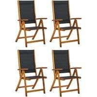 Folding Garden Chairs Dining Chair Solid Wood Acacia and Textilene vidaXL