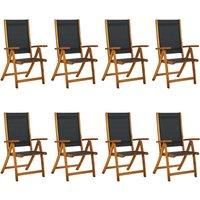 Folding Garden Chairs Dining Chair Solid Wood Acacia and Textilene vidaXL