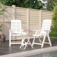 Garden Dining Set 3 Piece White Polypropylene Table and Chair vidaXL