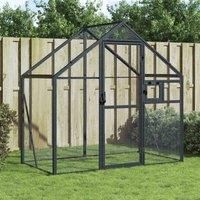 vidaXL Aluminium Bird Aviary with Ample Activity Room, Wire Mesh Grid, Lockable Door & Window, and Sturdy Frame - Anthracite