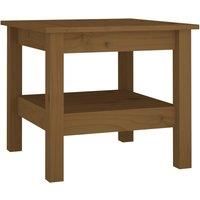 vidaXL Solid Pine Wood Coffee Table in Honey Brown - Square and Modern, aka Side Table, with Sturdy Frame & Additional Storage, Perfect for Living Room, Dining Room & Bedroom