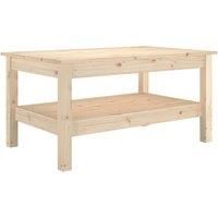 vidaXL Coffee Table in Solid Pine Wood - Rustic Rectangular Brown Table with Extra Shelf for Living Room, Bedroom, Dining Room