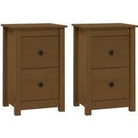 vidaXL Bedside Cabinets 2 pcs Honey Brown 40x35x61.5 cm Solid Wood Pine