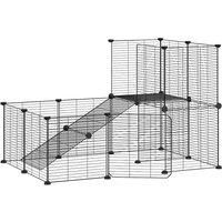 vidaXL 20-Panel Pet Cage with Door Black 35x35 cm Steel, Black
