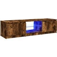 vidaXL-Durable Engineered Wood TV-Cabinet-Smoked Oak, Modern Look, RGB LED lights, Ample Storage, Measures 140x40x35.5 cm