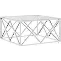 vidaXL Coffee Table 80x80x40 cm Stainless Steel and Glass