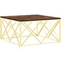 vidaXL Coffee Table Gold Stainless Steel and Solid Wood Reclaimed