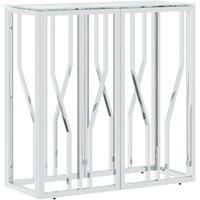 Console Table Silver 70x30x70 cm Stainless Steel and Glass vidaXL