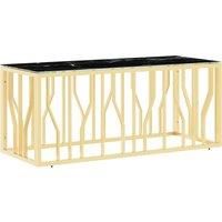 vidaXL Stainless Steel Coffee Table with Black Marble Finished Glass Top- Rectangular, Modern Design for Living Room and Lounge Area