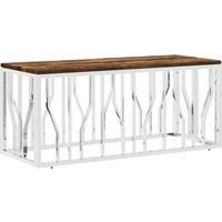 Coffee Table Silver Stainless Steel and Solid Wood Acacia vidaXL
