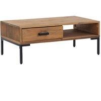 vidaXL Solid Pinewood Coffee Table with Drawer and Open Compartment - Durable and Sturdy with Industrial Look for Living Room, Office, Lounge - Brown