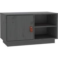 vidaXL TV Cabinet – Solid Pine Wood TV Stand with Ample Storage Space, Sturdy Top Shelf and Easy Assembly – Scandinavian Design, Grey – 70x34x40 cm