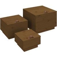 3x Solid Wood Pine Storage Boxes with Lids Tool Chest Multi Colours vidaXL