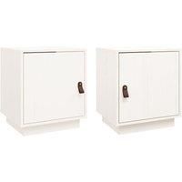 vidaXL Solid Pine Wood Bedside Cabinets - Elegant Design, Ample Storage Space, Easy Assembly, 2 Pieces, White 40x34x45 cm