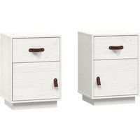 vidaXL Bedside Cabinets 2 pcs White 40x34x55 cm Solid Wood Pine