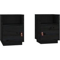 vidaXL Bedside Cabinets 2 Pcs Black 40x34x55 cm Solid Wood Pine, Black