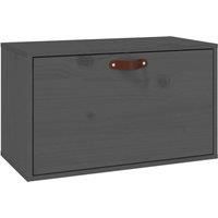 vidaXL Wall Mounted Cabinet in Grey, Solid Pine Wood, Scandinavian Style, Storage Organizer, 60x30x35 cm