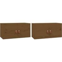 vidaXL Solid Pinewood Wall Cabinets 2 pcs, Honey Brown, Wall Mounted, Ideal for Living Room, Scandinavian Style, 60x30x30 cm