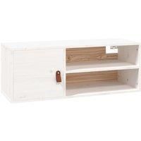 vidaXL Wall Cabinet - Solid Pine Wood Construction - 4 Compartments and 1 Door - Wall-Mounted - White Finish - 80x30x30 cm