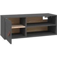 vidaXL Solid Wood Pine Wall Cabinet, Grey, 80x30x30 cm - Wall-Mounted, Space-Saving Design, Ample Storage with 4 Compartments & 1 Door
