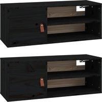 1/2x Solid Wood Pine Wall Cabinet Floating Rack Wall Unit Multi Colours vidaXL