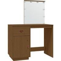 Solid Wood Pine Dressing Table with LED Home Vanity Desk Multi Colours vidaXL