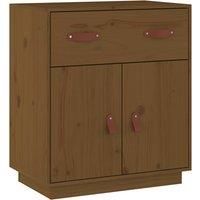 vidaXL Solid Wood Pine Sideboard in Honey Brown - Practical Storage Cabinet with Sturdy Top for Living Room or Bedroom - 65.5x40x75 cm