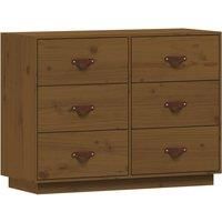 vidaXL Solid Pine Wood Sideboard - Honey Brown, 6-Drawer Storage, 100x40x75 cm, Ideal for Living Room or Bedroom