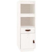 vidaXL Highboard in Solid Pinewood - Scandinavian Styled White Storage Cabinet with Open Shelves for Living Room and Bedroom - 34x40x108.5 cm