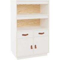 vidaXL Classic White Highboard in Solid Pinewood – Multi-functional Storage Unit Featuring Shelves and Drawers for Living Room or Bedroom’