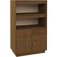vidaXL Solid Wood Pine Highboard - Honey Brown, Classic Wooden Highboard with Drawers and Shelves, Stable and Sturdy Storage Unit, Suitable for Living Room or Bedroom, Scandinavian Style