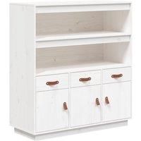 vidaXL Solid Pinewood Highboard - Versatile Storage Solution with 3 Drawers and 3 Doors - White - Perfect for Bedroom, Living Room, or Office.