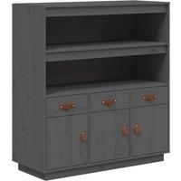 vidaXL Solid Wood Pine Highboard Grey Sideboard Storage Cabinet Home Organiser