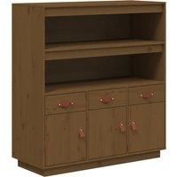 vidaXL Solid Pine Wooden Highboard - Honey Brown - 2 Shelves - 3 Doors - 3 Drawers - Easy Assembly - Suitable for Bedroom, Living Room, Office