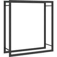 Firewood Rack Matt Black 80x28x86 cm Steel Log Store Wood Pile Storage vidaXL