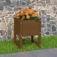 vidaXL Planter Honey Brown - Solid Pine Wood, Square, Sturdy Frame, Easy Assembly, Decorative - Ideal for Gardens, Balconies, or Patios