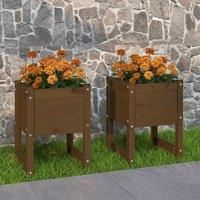 1/2x Solid Wood Pine Planter Raised Bed Flower Box Multi Colours/Sizes vidaXL