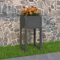 vidaXL Solid Pine Wood Planter Grey - Rustic and Sturdy Garden Decor - Easy Assembly - Perfect for Indoor and Outdoor Usage