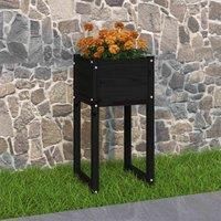 vidaXL Planter, Solid Pine Wood, Sturdy Frame for Stability, Perfect for Outdoor Decoration, Elegant Black Color, Ideal for Gardens, Balconies, Patios– Dimensions: 40x40x81cm