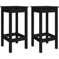 vidaXL Solid Pine Wood Bar Chairs - Set of 2, Black, 40x40x78 cm, Backless Design, Easy-to-Assemble, Ideal for Kitchen/Dining Room