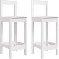 vidaXL White Solid Pine Wood Bar Stools - Pair of Versatile Seating Options for Kitchen/Bistro 40x41.5x112 cm