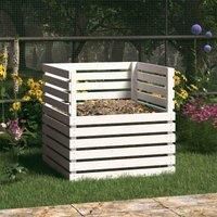 vidaXL Solid Pine Wood Composter - White, Stable and Large Capacity Organic Waste Collector, Ideal for Recycling and Gardening, 80x80x78 cm, Rustic Design