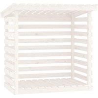 Solid Wood Pine Firewood Rack White Log Store Shed Holder vidaXL