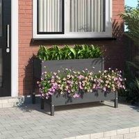 vidaXL Solid Wood Pine Planter, Grey Coloured 2-Tier Flower Bed, Ideal for Herbs, Flowers, and Plants, Suitable for Indoor and Outdoor Use