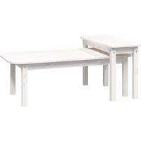 Solid Wood Pine Coffee Table Set 2 Piece Side End Table Multi Colours vidaXL