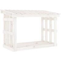Solid Wood Pine Firewood Rack White Log Store Shed Holder vidaXL
