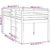 High Sleeper Bed Bedroom Loft Bed Frame Kids Bedstead Solid Wood Pine vidaXL