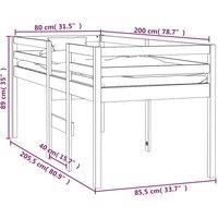 High Sleeper Bed Bedroom Loft Bed Frame Kids Bedstead Solid Wood Pine vidaXL