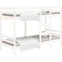 vidaXL Solid Pine Wood Bunk Bed - Space-Saving Twin Sleeper for Small Rooms - Easy Assembly - Compact Design in White - 75x190 cm 2FT6 Small Single